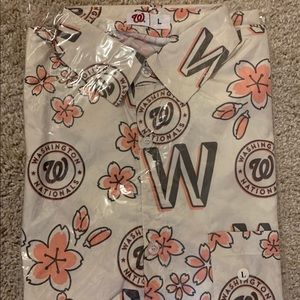 Washington Nationals Cherry Blossom Themed Hawaiian Style Shirt - Brand New